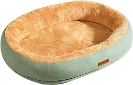 犬ベッド 猫ベッド ふわふわ 丸型 クッション ドーナツペットベッド ぐっすり眠る 洗える 滑り止め 汚れに強い 柔らかい 暖かい 防寒 グリーン 冷房対策 子犬 小型犬 猫用 60*45cm サイズ
