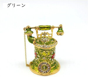 エナメル ヴィンテージ電話置物 ジュエリー入れ ジュエリーケース トリンケットボックス クリスタル 小物入れ おしゃれ 面白い 飾り 女の子 女性 ボックス 宝石箱 装飾品 インテリア雑貨 ギ