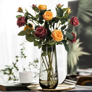 北欧 フラワーベース 花瓶 ガラス 丸型 花びん 広口 つぼみ 枝物 ガラス花瓶 おしゃれ スモーキーグレーデザインC 円柱 大きい ガラス花器 現代風 人気 アート花瓶 24cm インテリア 置物