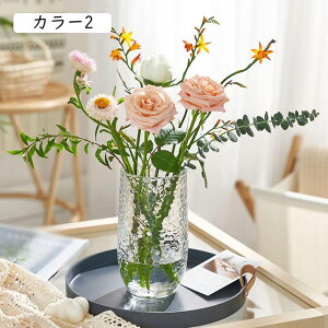 花びん ガラス 花瓶 おしゃれ INS風 フラワーベース カラー2 ガラス製 かびん 花器 生け花 枝 ガラスベース ガラスボトル 円柱型 モダン レトロ風 ガラス花瓶 大きい 北欧風 おしゃれ イン