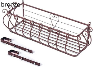 ハンギング手すりプランター植木鉢ホルダー、フック付き壁掛け植物ホルダー鉄バスケット、パティオポーチフェンス用の簡単な設置バルコニーハンガースタンド