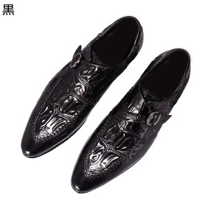 ローファー ビジネスシューズ クロコ型押し ワニ ポインテッドトゥ メンズ ロングノーズ ベルト 紳士靴 スリッポン 春夏 秋冬 フォーマル オフィス 通勤通学 カジュアル ファッション かっ