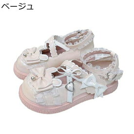 フラットシューズ コスプレ靴 厚底ゴスロリパンプス ロリータ レディース ストラップパンプス ラウンドトゥ 蝶結び リボン ウサギの耳 可愛い プラットフォーム かわいい フェミニン 細見え