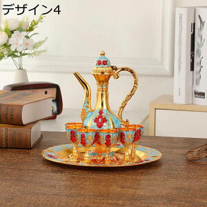 徳利 とっくり ぐい呑み おちょこ セット 酒器セット 合金製 精巧な彫刻酒器セット エレガント お洒落 おしゃれ 北欧風 宮廷風 徳利+お猪口6個 トレー付き 8点セット 誕生日のプレゼント 正