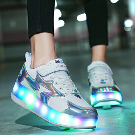 キラキラ キッズ 大人 ローラーシューズ ローラースケート 光る USB充電 子供 靴 女の子 スニーカー 通気性 ローラースニーカー