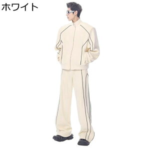 セットアップ ジャージ スウェット メンズ ジップアップ サイドライン 運動着 プルオーバー ストリート系 長袖 ゆったり 秋冬服 防寒 柔らかい かっこいい トレーニングウェア スポーツ 通