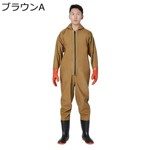 PVC材質 全身防水ウェーダー フィッシング 男女兼用 フード付き 防撥/防風/防汚 チェストハイウェーダー 防水つなぎ 簡単着脱 防災グッズ 渓流釣り 雨道 アウトドア 水回り 農作業 除草 防滑