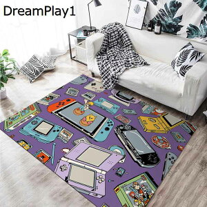 チェアマット ゲーミングマット デスク下カーペット 大判 レトロ 3D柄 ゲームハンドル柄 足元 ラグ 椅子用マット カットでき 丸洗い可能 防カビ 家具保護 在宅勤務 フローリング オフィス オ