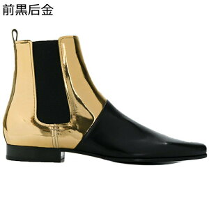 チェルシーブーツ ショートブーツ メンズ 本革 サイドゴア 光沢 パッチワーク 秋冬 ミドルカット 短靴 プレーントゥ 防滑 軽量 幅広 ソフト 暖か 保温 オシャレ 仕事 オフィス 通勤 通学 大き