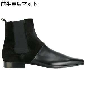 チェルシーブーツ ショートブーツ メンズ 本革 サイドゴア 光沢 パッチワーク 秋冬 ミドルカット 短靴 プレーントゥ 防滑 軽量 幅広 ソフト 暖か 保温 オシャレ 仕事 オフィス 通勤 通学 大き