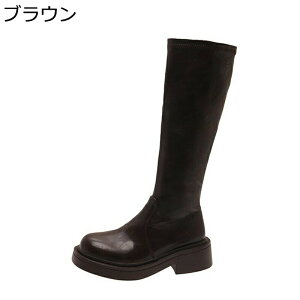 ロングブーツ 騎士ブーツ ラウンドトゥ レディース ローヒール フラット 秋冬 長ブーツ 長靴 カジュアル 身長UP 脱げない セクシー ファッション バイク 保温 女子力 美脚 痛くない