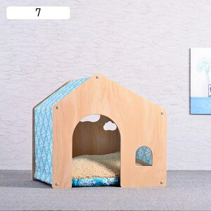 犬 天然木 ペットドーム クッション付き 木製ゲージ 木製ペットハウス 頑丈 ペットヴィラ ウッド ナチュラル インテリア ペットハウス ベッド 家の造型 通気性 猫 快適 半密閉式 多機能 通年