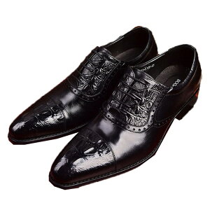 紳士靴 ビジネスシューズ ロングノーズ メンズ レースアップ クロコ型押し 鰐柄 焦がし 黒 ブラック ブラウン 紐靴 就活 オフィス 結婚式 通勤 冠婚葬祭 フォーマル 通気性 軽量 幅広い 滑り