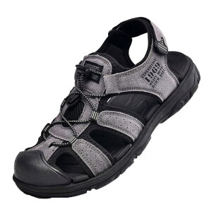 マジックテープ スポーツサンダル メンズ レザー つま先保護 春夏用 本革 スエード ウォーキングサンダル 透かし彫り アウトドア マリンシューズ やわらかい 軽量 クッション 歩きやすい 日