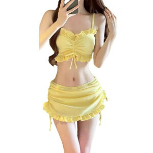 レディース 水着 ビキニ 上下3点set スイムドレス ビーチウェア 蝶結びデザイン セクシー 大人かわいい バスト盛れる セパレート 韓国風 フェミニン 純色 海水浴 ビーチ プール ファッション