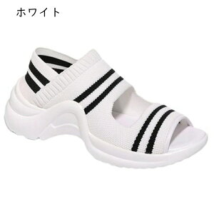 ニットサンダル スポーツサンダル 厚底 レディース スリッポン ストレッチ 夏用 ウォーキングシューズ 運動靴 防滑 軽い 防水 歩きやすい 軽量 オシャレ 細身 アウトドア オフィス 通勤 ルー