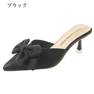 パンプス 蝶結び リボン ピンヒール スリッパ サボ ミュール サンダル レディース ポインテッドトゥ ハイヒール ファッション カジュアル オシャレ 披露宴 結婚式 ウェディング 美脚 春夏