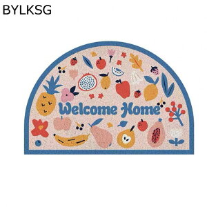 かわいい 花柄 玄関マット 半円 屋外 泥落とし 大きめ 滑り止め加工 ドアマット カーペット 防ダニ 防カビ 洗濯可 自由にカット お手入れ簡単 コイルマット 耐摩耗性 家庭用 贈り物 新築祝い