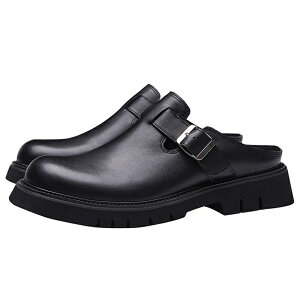 ビジネススリッパ サンダル メンズ 本革 バックル サボサンダル ドクターサンダル かかとなし 防臭性 手作り ドライビングシューズ滑り止め 蒸れない お出かけ オフィス 会社用 社内履き 低