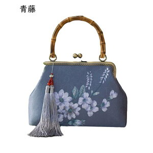 レディース ハンドバッグ 花刺繍 大きめ パーティーバッグ フリンジ がま口ポーチ 手提げ ショルダー 2way 小物入れ レトロ 財布 ハンドバッグ 斜めがけ 復古 持ち 和装 花柄 成人式 和装