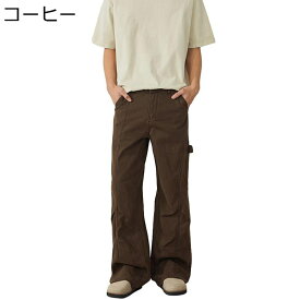 カーゴパンツ メンズ フレアパンツ シューカット cleanfit ブーツカット ベルボトム 機能性 マルチポケット ロング ルーズ ワイド 無地 カジュアル 男女兼用 ハイストリート ヒップホップ