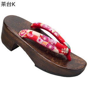 焼桐 下駄 レディース 厚底 スリッパ 黒台 茶台 トングサンダル つっかけ 木製 和柄鼻緒 滑り止め 痛くない 花柄 草履 軽量 ルームシューズ コスプレ用 着物 浴衣用 夏 カジュアル 旅行 温泉