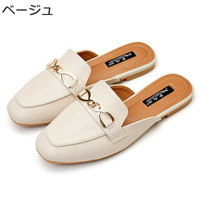 ミュール サンダル レディース スリッポン かかとなし 革靴 ローファー メタリック飾り ぺたんこ パンプス スリッパ コンサバ系 ママシューズ 婦人靴 美脚 フラット カジュアル 春 夏 疲れに