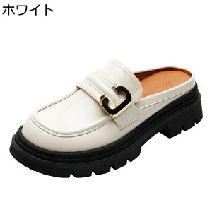 厚底 ローファー レディース スリッポン かかとなし メタリック飾り 春 夏 サボサンダル ミュール サンダル ラウンドトゥ 革靴 オフィスサンダル 軽量 クッション性 通気 滑り止め 蒸れにく