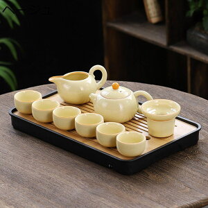 茶器セット 急須セット ベージュ 簡約 ティーセット 10点/13点セット 茶道 ミニコップ 茶器乾燥ティートレー 湯呑 茶皿 茶筒 茶葉収納 陶磁茶具 コンパクト 和風急須 携帯用 旅行用 お出かけ