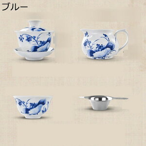 青花磁器 番茶器セット 6客入 急須セット 湯呑セット 日本茶 中国茶 白青陶器 花柄 茶缶 茶筒 紅茶 緑茶 携帯式 陶器ティーセット ミニコップ 贈り物 旅行用 エレガント 簡約 ヴィンテージ