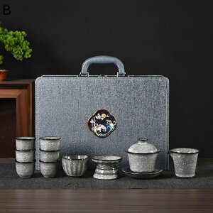 旅行ティーセット マルチ 7客セット 陶器 茶器揃な 湯飲み 急須セット ティーポット 茶台 携帯急須 マルチ 蓋碗 コップ 茶漏れ 収納バッグ付き ポータブル 玉露 ほうじ茶 工芸茶 中華風 エレ