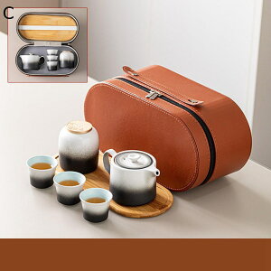 急須セット 旅行ティーセット グラデーション ティーセット ピンク 陶器 茶缶 ポータブル 収納バッグ付き 携帯用茶具 持ち運び便利 1ポット カンフーティーセット 和風急須 ジャスミン茶 日