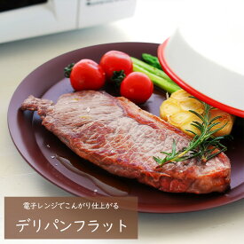 【公式店】電子レンジで、魚が焼ける！お手入れ簡単！電子レンジ専用 デリパンフラット（ブラウン） ケデップ クリヤマ レンジで焼き魚 焼き目 グリルパン 簡単 焼く目玉焼き 肉 丸型 プレート ギフト レンジ調理 魚焼き器 内祝い
