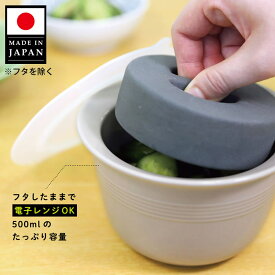 【公式店】レンジ調理 保存 漬物 マルチに活躍。ちょこっとデリポット（重石付・重石無） / 日本製（本体のみ）/ 陶器 漬物容器 漬け物 時短 シリコン蓋 保存容器 浅漬け鉢 ケデップ クリヤマ ラッピング無料 内祝い 食洗機対応