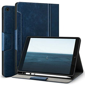 Antbox iPad 10.2 ケース iPad 第9世代/第8世代/第7世代 ケース (2021/2020/2019) 高級ソフトPUレザー製 ひび割れ防止 耐衝撃 アップルペンシル収納可 オートスリープ＆スタンド機能付き 全面保護 iPad第7/8/9世代 カバー (ブルー)