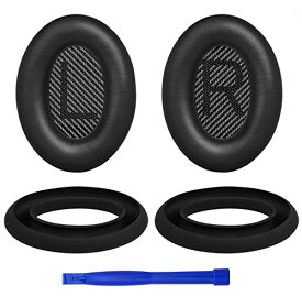 SOULWIT イヤーパッド＆イヤーパッドケース セット 交換パッド、Bose QuietComfort 35 (QC35) Quiet Comfort 35 II (QC35 II) QuietComfort 45 (QC45)用 ヘッドホンパッド イヤークッションカバー ヘッドホン 耳当て カバー 遮音 劣化防止 防塵 防汗 洗濯可 (ブラック)