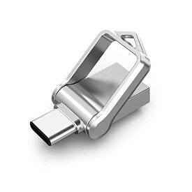 KOOTION USBメモリ 64GB Type Cメモリ USB3.0 2in1 OTG デュアルメモリ メモリースティック キーリング付き 金属 防水360度回転デザイン フラッシュドライブ 高速データ転送 スマホ/MacBook/Windows/ノートパソコン対応 （シルバー）