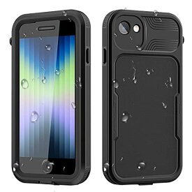 AICase iPhone SE 2022/2020 / iPhone 7/8防水ケース、4.7インチ360°防塵および耐衝撃性、IP68フルボディ保護iPhone 7 / 8 / SE 2020 /SE2022用の完全密閉水中保護コーブ-ブラック