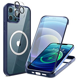 HAUTRKBG iPhone 12 Pro 用 ケース クリア 両面強化ガラス 360°全面保護 [MagSafe対応] [カメラフイルムを贈] [100％画面感度] マグセーフ ワイヤレス充電対応 米軍MIL規格取得 耐衝撃 アイフォン 12 Pro 透明 マグセーフ ケース・スマホケース iPhone 12 Pro 人気 6.1イン