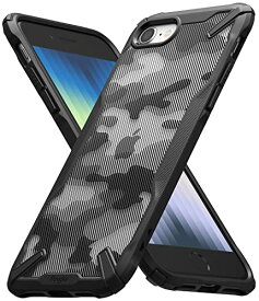 【Ringke】iPhone SE 3 ケース 5G 第3世代 / SE 2 ケース 第2世代 2022 指紋防止 ストラップホール付き [米軍MIL規格取得] スマホケース 滑り止め 落下防止 カバー Qi 充電 FusionX - Camo Black