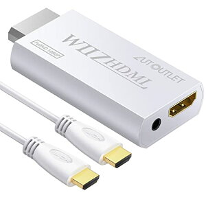 AUTOUTLET Wii to Hdmi A_v^ 1.5M HDMIP[ut Ro[^[ Wii2HDMI rfI I[fBI 3.5mm 720p/1080pɑΉ NtdWiifBXvC[hɑΉ Wiiƌ݊ AbvO[h 1.5MHDMIP[u