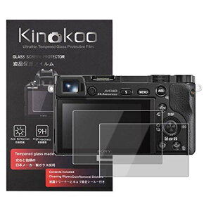 kinokoo 液晶保護フィルム SONY デジタルカメラ a6400/a6300/a6000/NEX-7/NEX-6/NEX-5/NEX-3専用 硬度9H 高透過率 耐指紋 気泡無し 強化ガラス 厚さ0.3mm 2枚セット 標識クロス付き(a6400/a6300/a6000/NEX-7/NEX-6/NEX-5/NEX