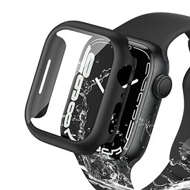 SUPTMAX アップルウォッチ 8/7 41mm 対応 保護ケース 『IP68防水防じん規格』apple watch series 8/7 41ミリ 対応保護カバー 超薄型 一体化 3D 耐衝撃性 9H硬度ガラス (series 8/7 41mm, Black・1枚)