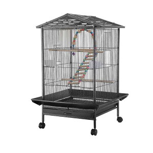 Jiza 鳥かご 鳥 ケージ 大型 インコ ケージ バードケージ おしゃれ キャスター付き 鳥籠 オウムケージ オカメ セキセイ ボタン 文鳥 45.5X45.5X97CM セット2