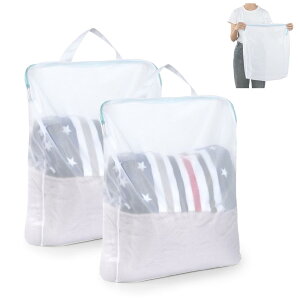 OTraki ランドリーネット 持ち手 40x50cm 2枚入り 洗濯ネット取っ手付き 高耐久性のファスナー付き 細かい網目 型崩れ防止 絡み防ぎ 手提げ 洗濯ネット 中 洗濯あみ laundry net 家庭用 旅行収納 洗