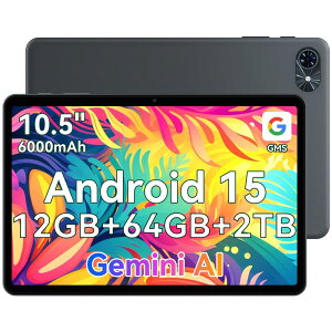 【2025新登場 AI タブレット 10インチ Wi-Fiモデル】Android 15 タブレット T80 12GB+64GB+2TB拡張、薄型軽量、GMS認証、6000mAh Type-C充電 1280*800 Incell IPS画面 2.4G&5G WiFi/Bluetooth5.0 GMS認証/無線投影/画面分割/