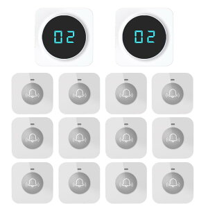 ALIBELL 業務用呼び出しベル 呼び出しベル 飲食店 呼び鈴 ワイヤレス 介護呼び出しベル 無線呼び出しチャイム ワイヤレスチャイム スタッフ呼び出しベル(受信機*2+子機*12)