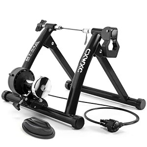 CXWXC 自転車 ローラー台 固定ローラー サイクルトレーナー 26〜29インチ対応 6段階負荷調整 折り畳み リモコンシフター・マグライザー・専用クイックレリーズ付き(MT-04/ ブラック)