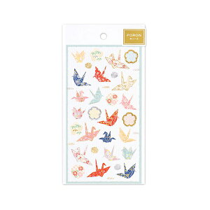 和風シール大【鶴と和模様B】金箔 大礼紙 おしゃれ かわいい キラキラ デコ 大人 和柄 封緘