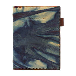 福山レザー システム手帳 ミニ6穴 プラン リング径15mm【瀬戸内の空】日本製 藍染め 本革